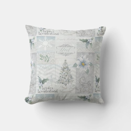 Silver Blue Christmas decor Pillow