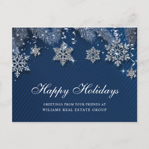 Silver Blue Christmas Ornament Corporate Greeting Holiday Postcard