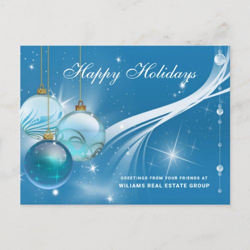 Silver Blue Christmas Ornament Corporate Greeting  Holiday Postcard