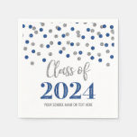Silver Blue Confetti Class Of 2024  Napkins at Zazzle