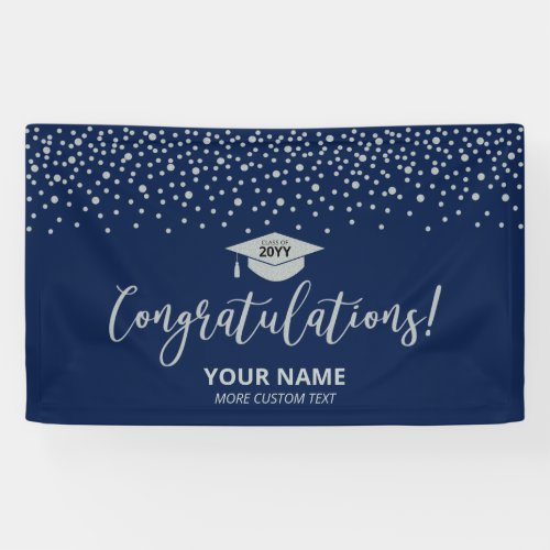 Silver  Blue  Confetti Congratulation Graduation Banner