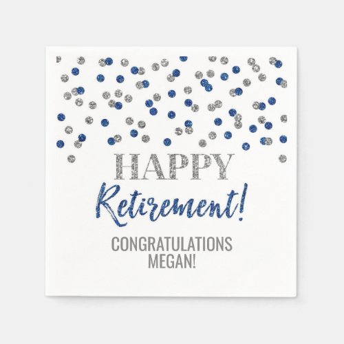 Silver Blue Confetti Happy Retirement