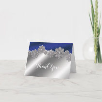 Silver & Blue Crystal Snowflake Winter Fold Card