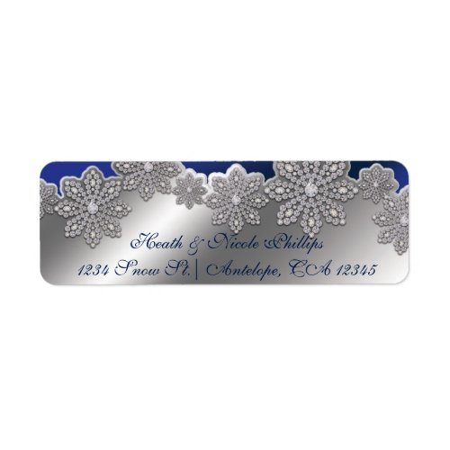 Silver  Blue Crystal Snowflake Winter Labels