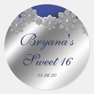 Silver & Blue Crystal Snowflake Winter Stickers