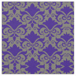 Silver Blue Damask Bows Fabric