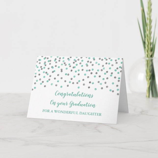 Silver Blue Daughter Congratulations Graduation Card (Front)
