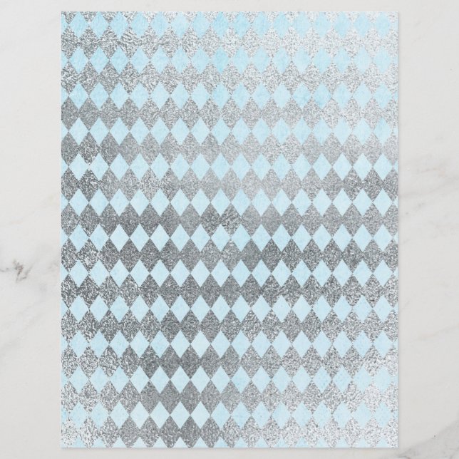 Silver & Blue Diamond Pattern Paper (Front)
