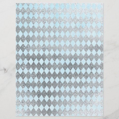 Silver  Blue Diamond Pattern Paper