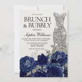 Silver Blue Dress Brunch & Bubbly Bridal Shower Invitation (Front)