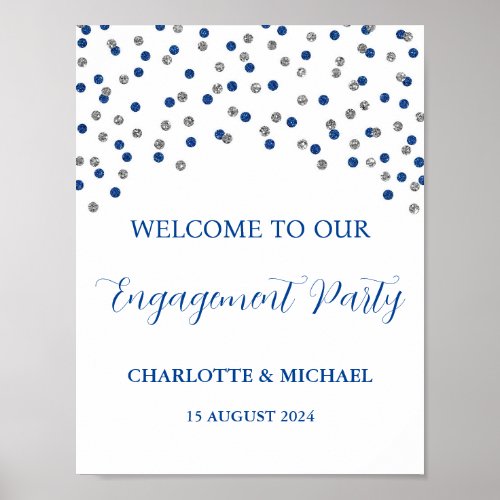 Silver Blue Engagement Party 85x11 Poster