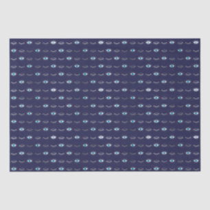 Silver Blue Evil Eye Eyelashes Nazar Mati Pattern Tissue Paper