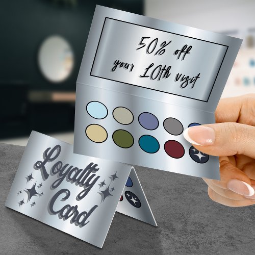 Silver blue eyeshadow palette folded loyalty card