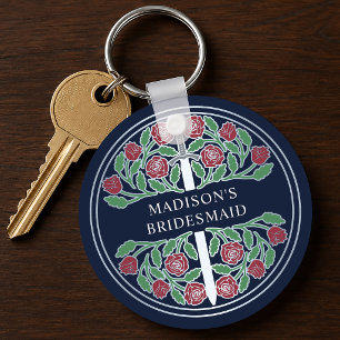 Silver Blue Floral Bridesmaid Royal Wedding Gift Keychain
