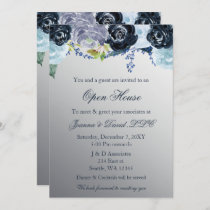 Silver Blue Floral Business Corporate Party  Invitation