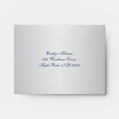Silver Blue Floral Hearts Envelope for RSVP Card