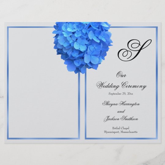 Silver Blue Floral Monogram Wedding Program Cover Zazzle Com