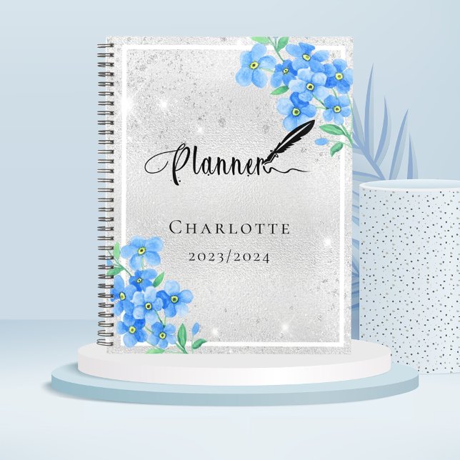 Silver blue floral name appointment 2026 planner (Creator Uploaded)