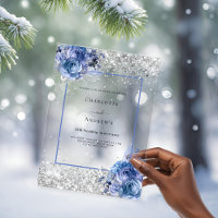 Silver blue florals 25th wedding anniversary clear