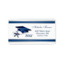Silver blue Graduation Mortar cap & diploma Label