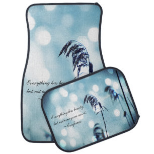 Silver Blue Grass Sparkle/Quote Car Mats
