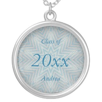 Silver Blue Gray Personalized Graduation Necklace