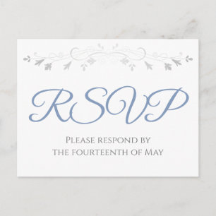 Silver & Blue Gray Simple Elegance Wedding RSVP Postcard