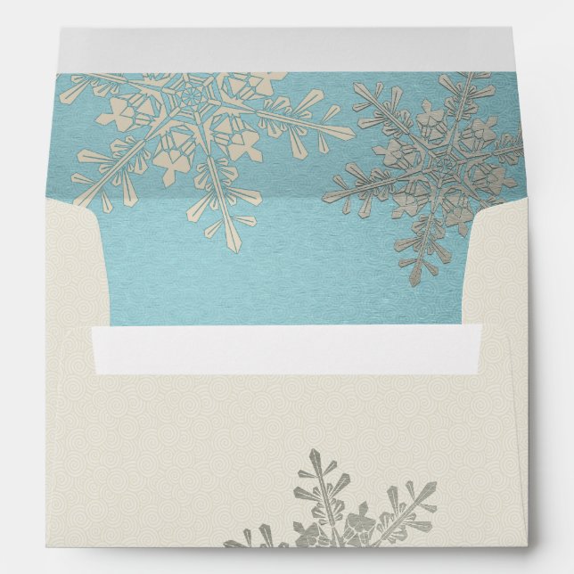 Silver Blue Ivory Snowflake Winter Wedding A7 Envelope (Back (Bottom))