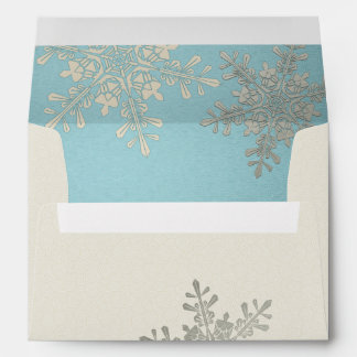 Silver Blue Ivory Snowflake Winter Wedding A7 Envelope