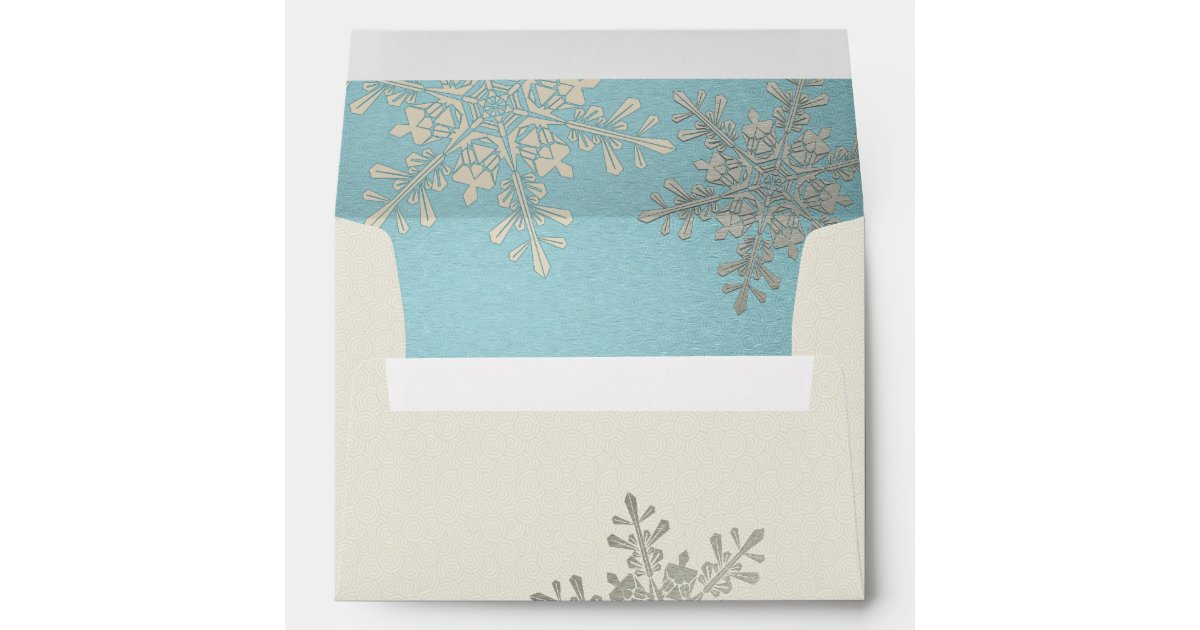Silver Blue Ivory Snowflake Winter Wedding A7 Envelope | Zazzle.com