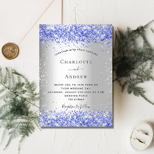 Silver blue luxury wedding invitation