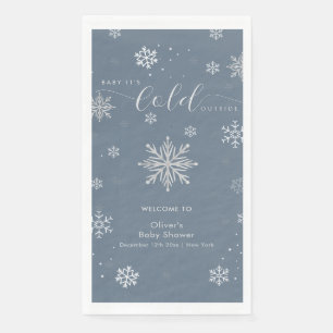 Silver Blue Magical Snowflake Baby Shower Welcome Paper Guest Towels