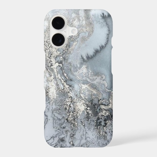 Silver Blue Marbel Iphone Case (Back)