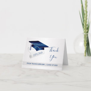 Silver blue mortar, diploma graduation Thank you