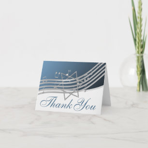 Silver Blue Music in the Air Thank You Note Card
