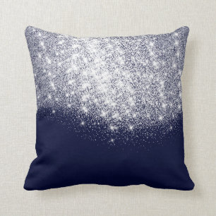 Silver Blue Navy Gray Glitter Makeup Artist Beauty Throw Pillow