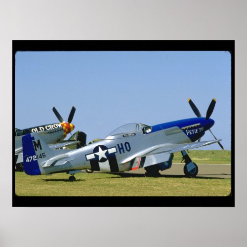 Silver  Blue P51 Mustang Side_WWII Planes Poster