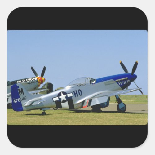 Silver  Blue P51 Mustang Side_WWII Planes Square Sticker