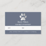 Silver Blue Paw Print Logo Appointment Card