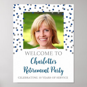 Silver Blue Retirement Party 8.5x11 Photo Poster