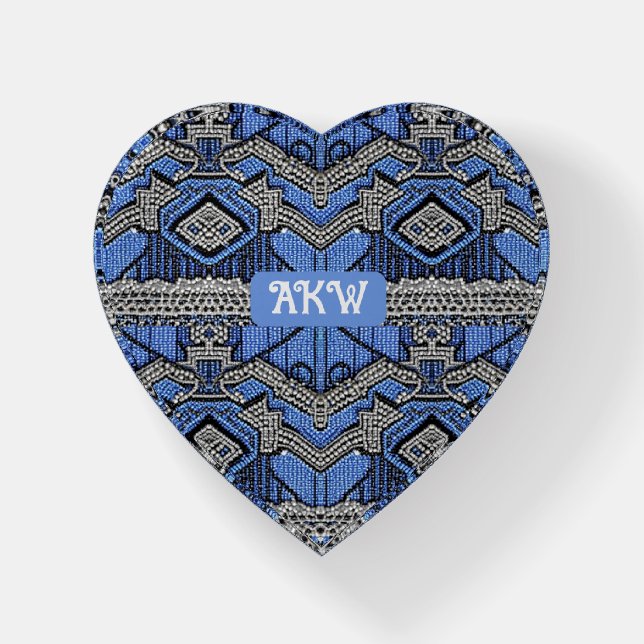 Silver & Blue Roaring Twenties dress with initials Paperweight (Front)
