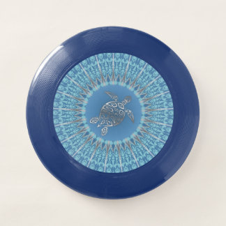Silver Blue Sea Turtle And Mandala Coastal Wham-O Frisbee