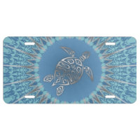 Silver Blue Sea Turtle And Mandala
