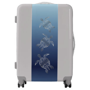 Silver Blue Sea Turtles Tribal Animal Luggage
