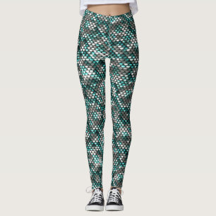 Silver & Blue Sequins Look Leggings