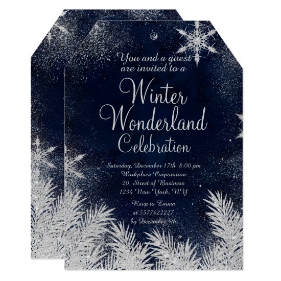Silver blue snowflake corporate winter wonderland2 invitation