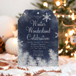 Silver blue snowflake corporate winter wonderland invitation<br><div class="desc">Watercolor blue snowflake winter corporate Christmas holiday party with faux silver . elegant,  modern and winter wonderland corporate holiday party theme featuring faux silver snowflakes,  falling snow,  stardust and snowy pines branches. Perfect for winter celebrations,  Christmas and New Year's eve . Text fully customizable</div>