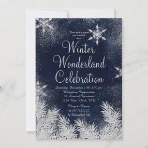 Silver blue snowflake corporate winter wonderland invitation