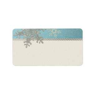 Silver Blue Snowflake Wedding Blank Address Labels
