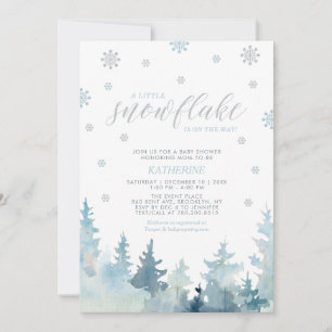 Silver & Blue Snowflake Winter Boy Baby Shower Invitation